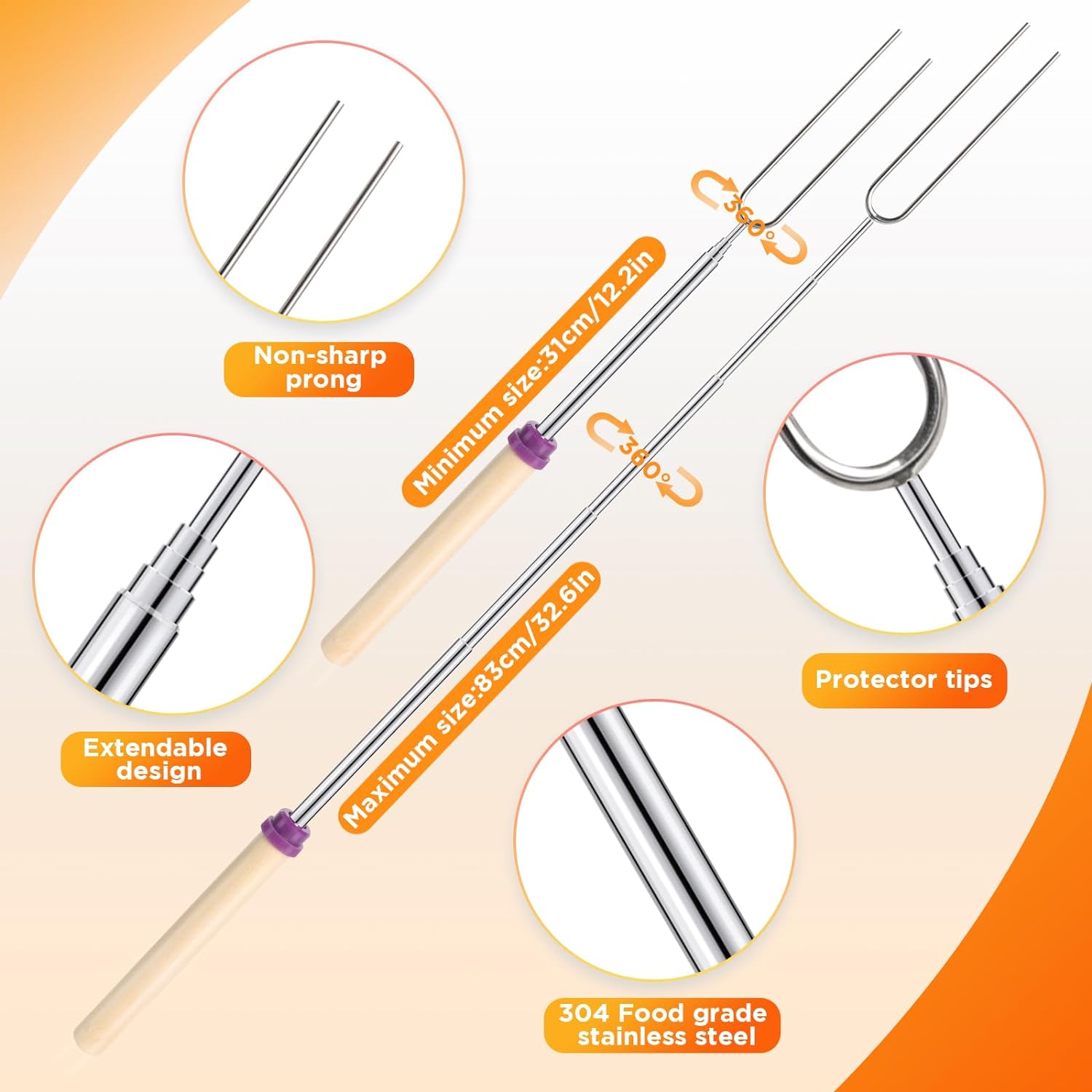 6 buah garpu barbekyu teleskop - Corn Dog Stick ulasan dan harga